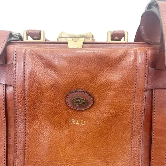 Vintage Arfango Italia Brown Leather Travel Bag